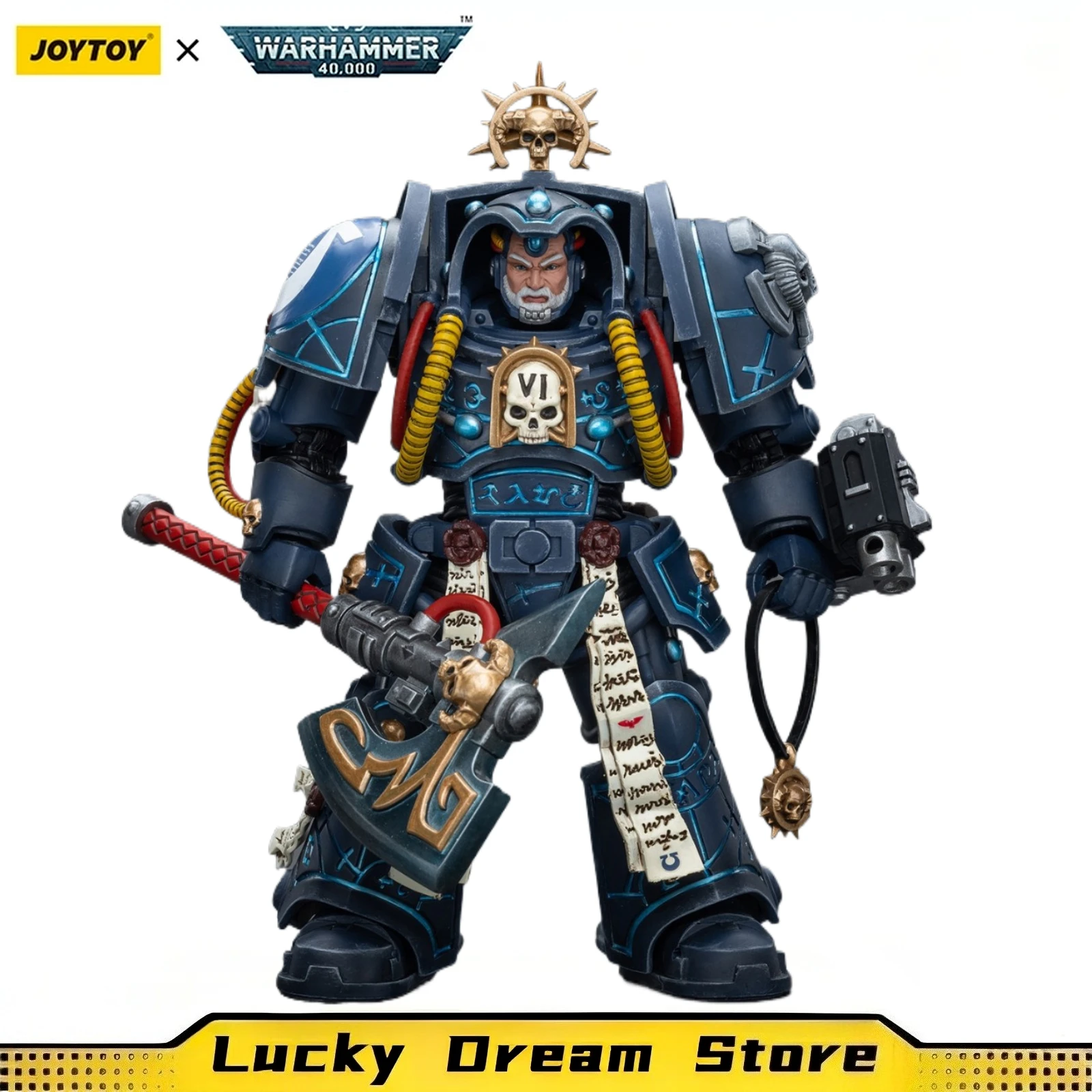 【JOYTOY】1/18 Figura de acción Warhammer 40K Ultramarines Bibliotecario en Terminator Armor Modelo de juguete