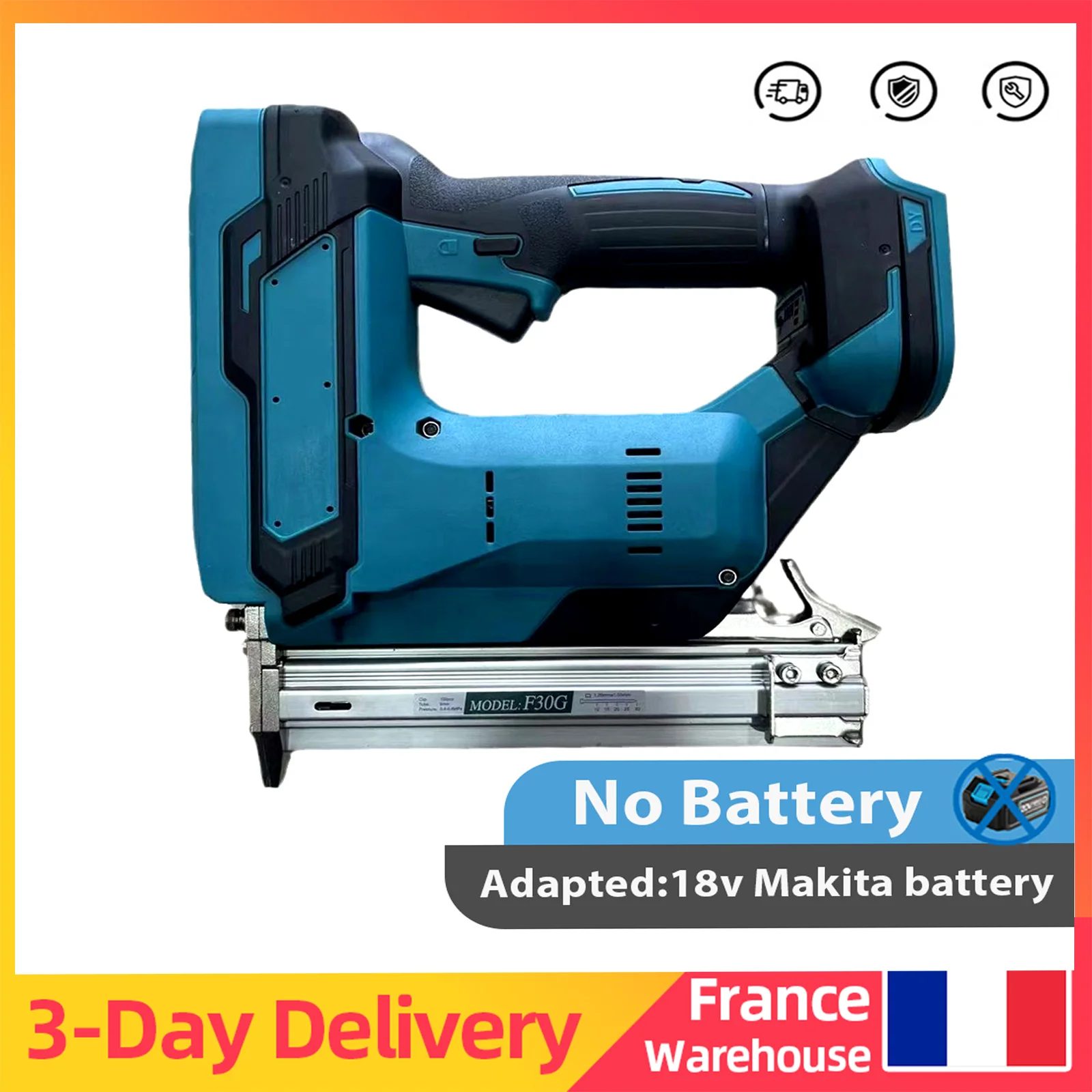 Brushless Wireless Cordless F30 Electric Nail Gun Stapler Nailer Woodworking Lithium Battery For 18V Makita (NO Battery)