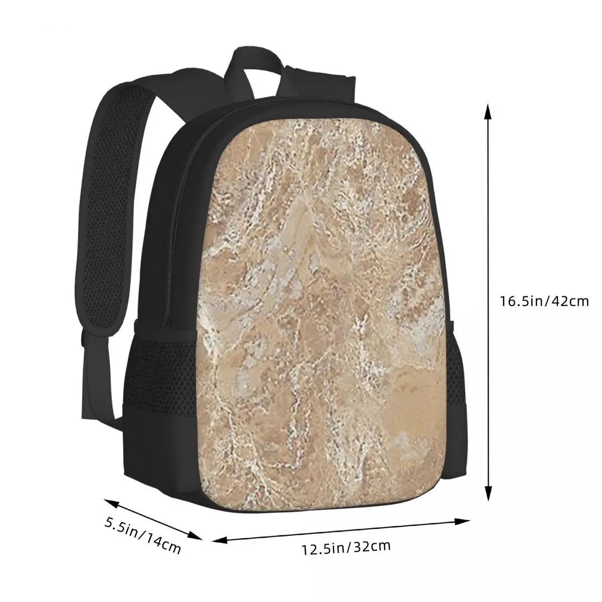 Contemporary Cream Beige Sand Stone Granite Marbl Student Backpack School Bag Hiking Travel Daypack for Bookbag Shoulder Bags