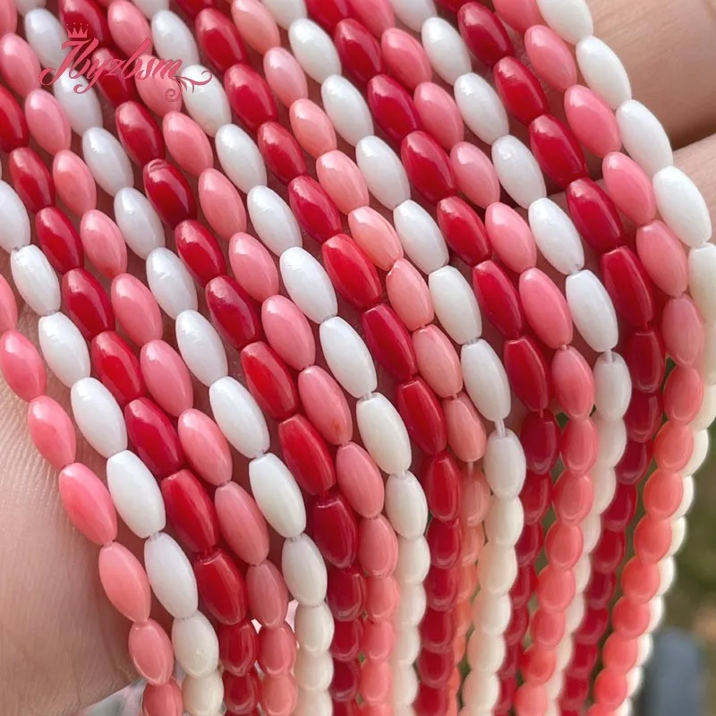 3x6mm Natural Coral Oval Smooth Loose Stone Beads For DIY Necklace Bracelets Earring Jewelry Making Strand 15\