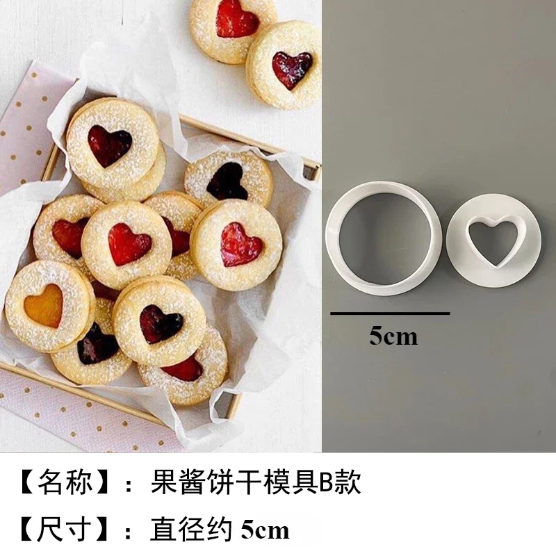 Runde Ausstechformen mit Hohlherz-Design für Valentinstag, Herzförmige Sandwich-Keksformen, Backformen für Fondant-Stempelarbeiten – Detail 3