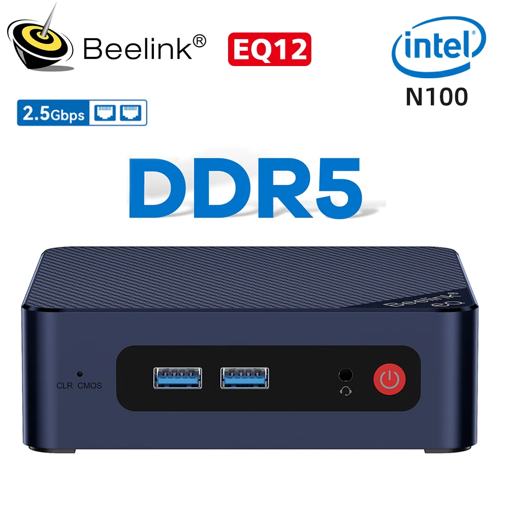 Beelink EQ12 N100 Mini PC DDR5 Intel12th 16GB 500GB Support Dual 2.5G Ethernet Type C Desktop Computer VS Mini S12 Pro T8 Pro