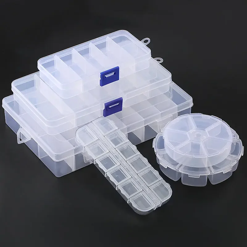 12 Sizes Plastic Storage Jewelry Box Compartment Adjustable Container Earring Box Jewelry Rectangle Box Case for Jewelry Display