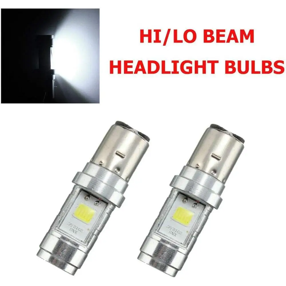 2Pcs BA20D H6 6V COB  LED Hi/Lo Beam Motorcycle Front Light Bulbs  Headlight Blub   Motorbike Head Lamp BA20D