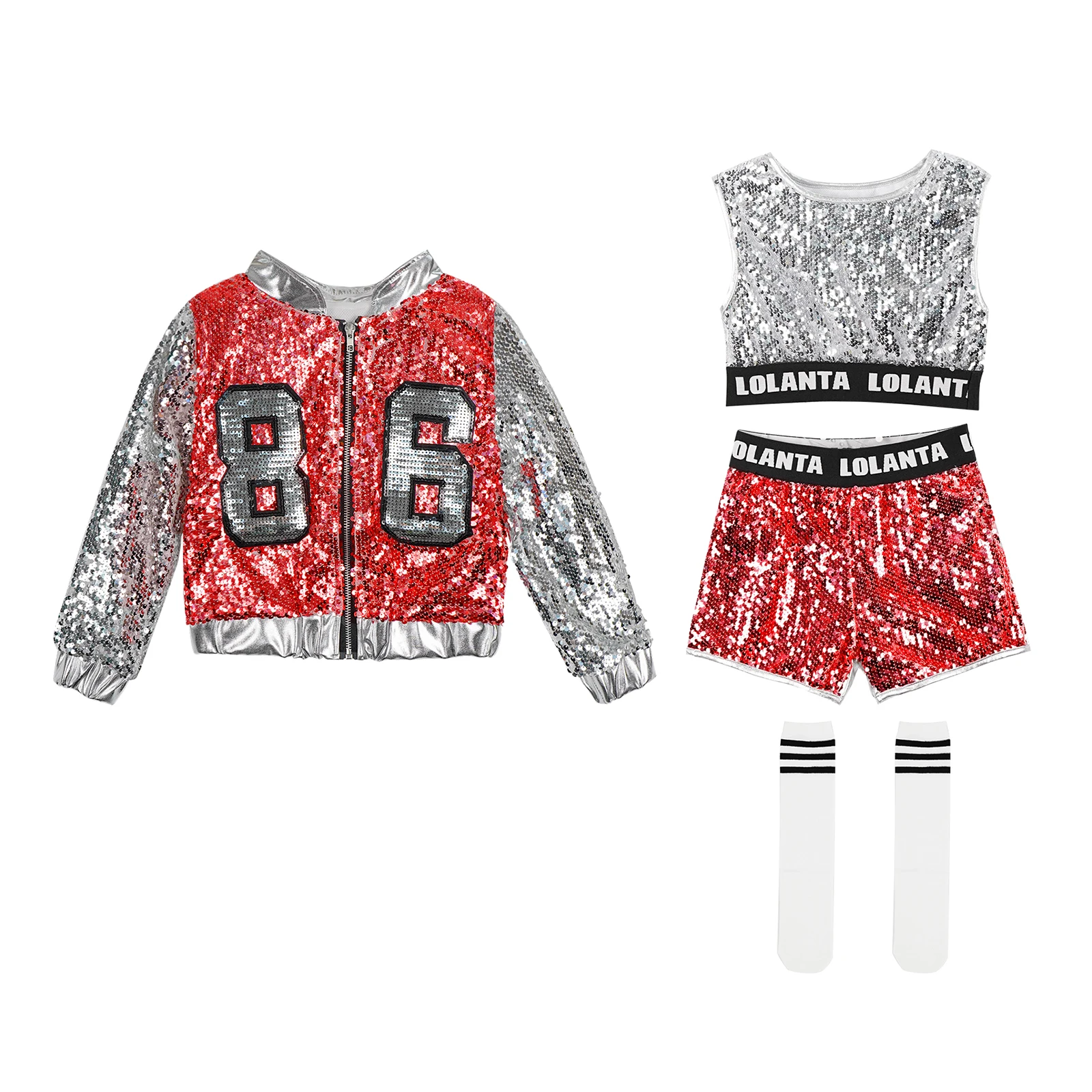 LOlanta meisjes pailletten danskostuum Sparkle hiphop jazzdansjurken moderne dansoutfits 4-14 jaar