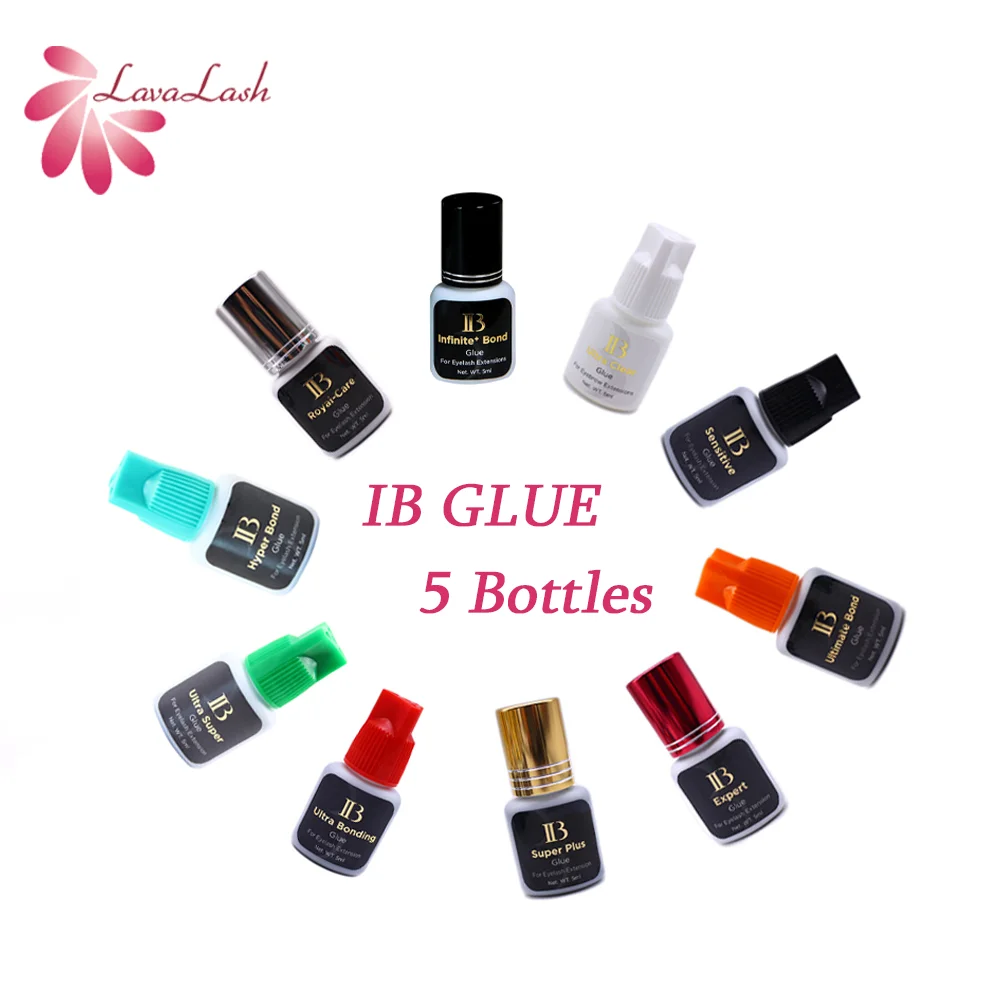 5Bottles IB Glue 5ml Individual Strongest Fast Drying Eyelash Extensions Glue Professional Lashes Adhesive Makeup Tools