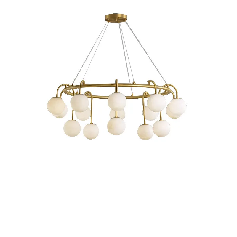 Modern natural marble living room chandelier all copper new creative designer dining room master bedroom light study light home