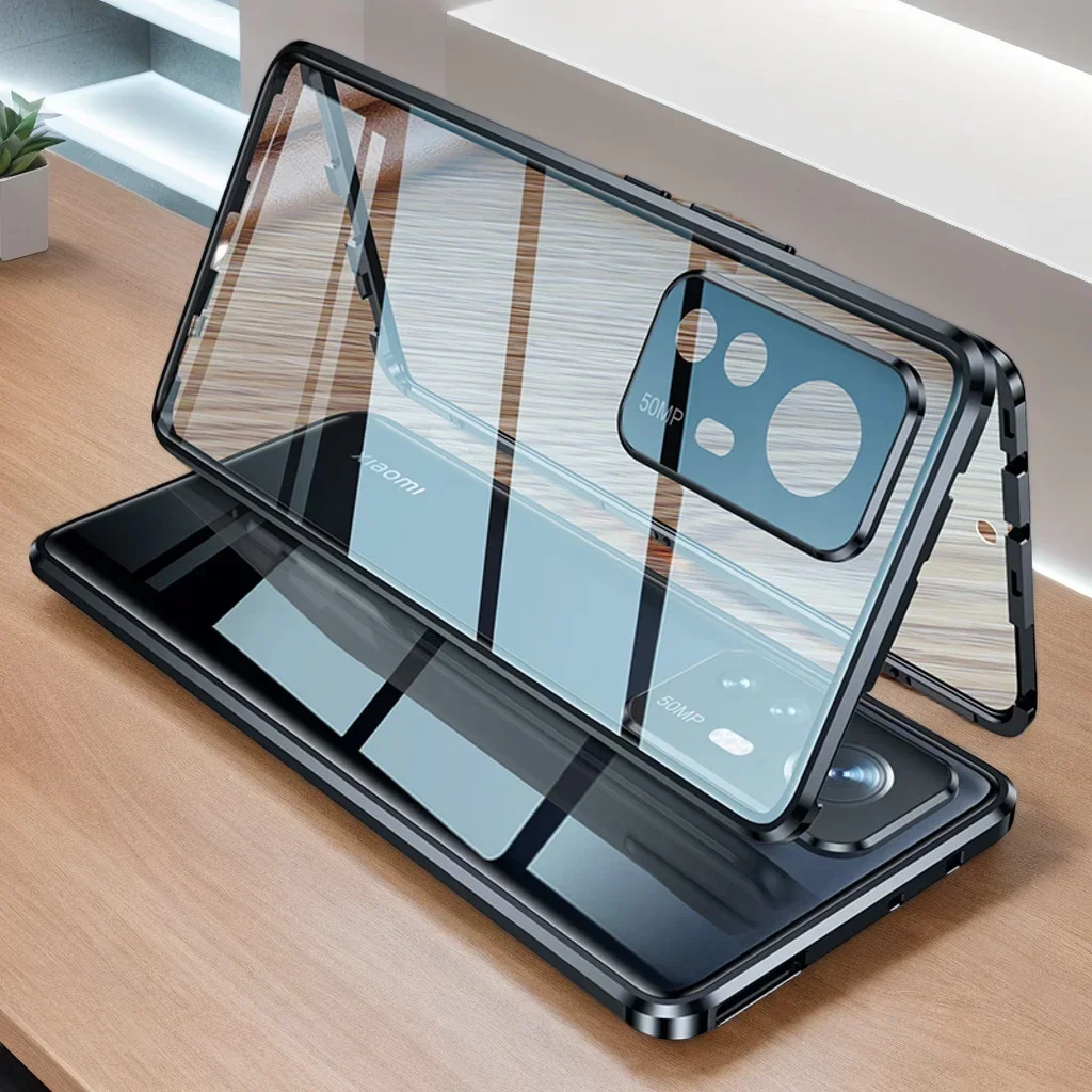 

Защитный чехол для Vivo V27 V50 V30E V40 Pro V29 Lite 5G, двухсторонний магнитный адсорбционный металлический чехол для телефона из закаленного стекла