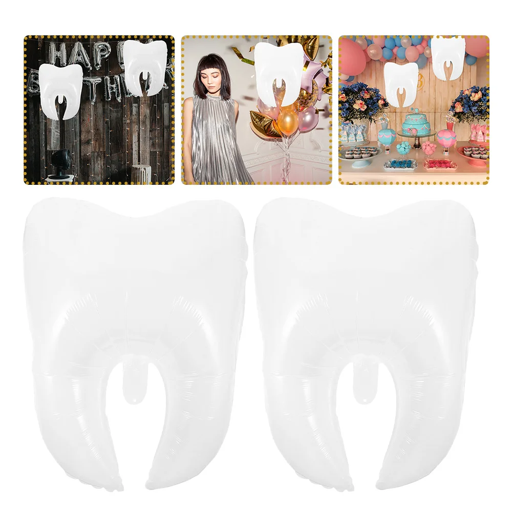 

6pcs Tooth Tooth Shaped Balloon Pe Inflatable Decorative Balloon For Birthday Christmas Party Scene Layout Props