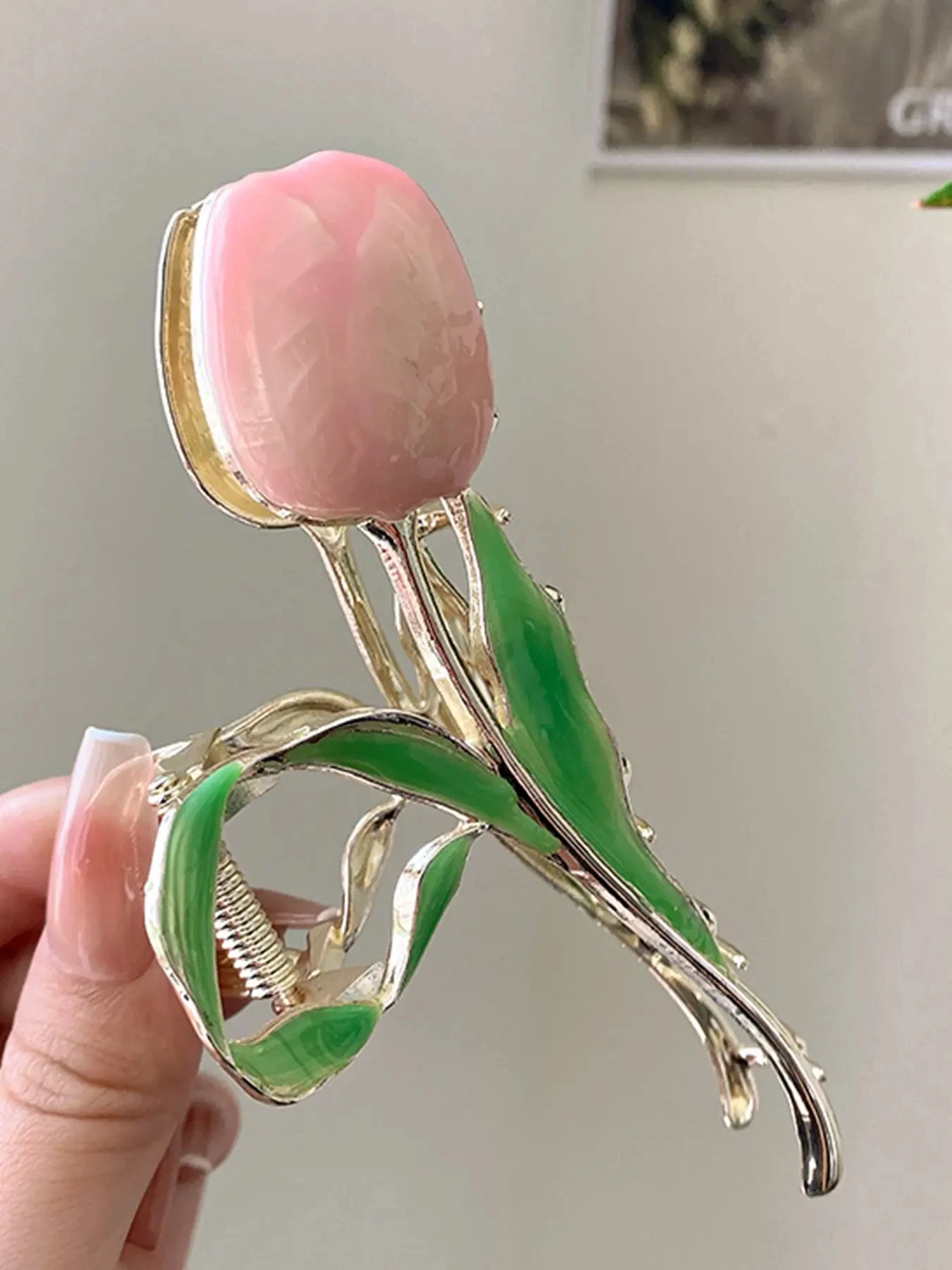 New Tulip Hair Claw Flower grace Shark Clip Headdress Vintage Ponytail Claw Clip Trendy sweet HAIR CLIP FOR GIRL Hair Jewelry image 3
