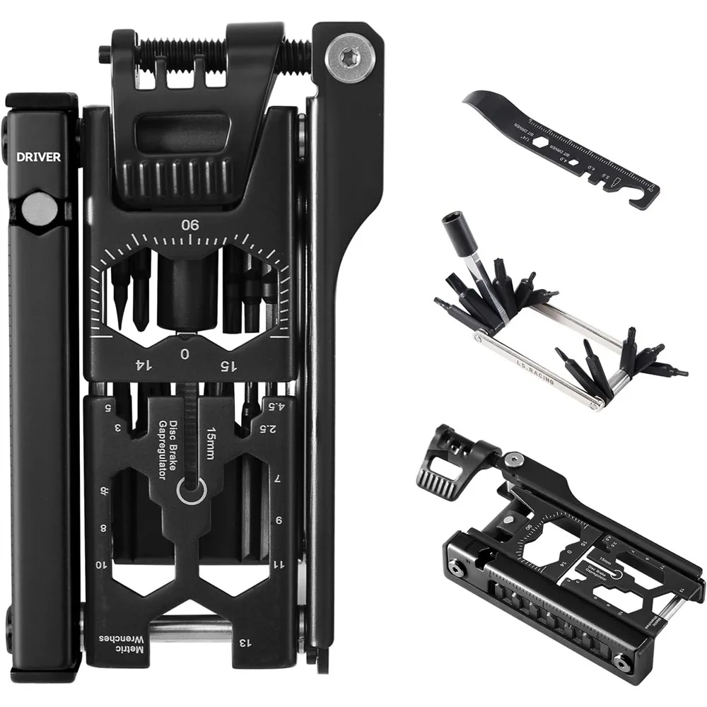 Bike MultiTool Bicycle Repair Tool Kit 38 in 1 Bicycle Multitool with Chain Levers Hex Spoke Wrench Splitter Tool & Crank Puller