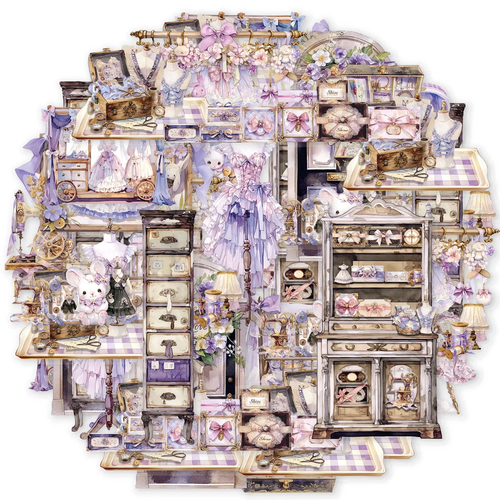 15 قطعة من ملصقات خزانة الحكاية الخيالية لسكرابوكينغ، حقائب هدايا للأطفال، المجلات التي يمكنك صنعها بنفسك، ديكور الغرفة، ملصقات القرطاسية #1