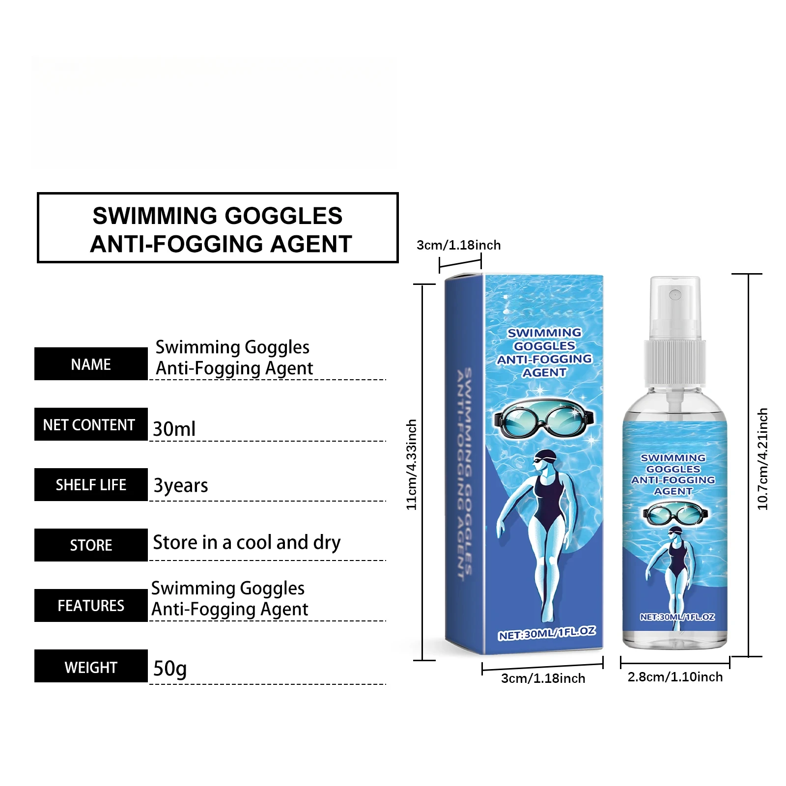 Professionelles Anti-Beschlag-Spray für Brillen und Schwimmbrillen, verhindert das Beschlagen, Linsenreiniger, klare Sicht beim Schwimmen, Tauchen, vielseitig einsetzbar. – Detail 10