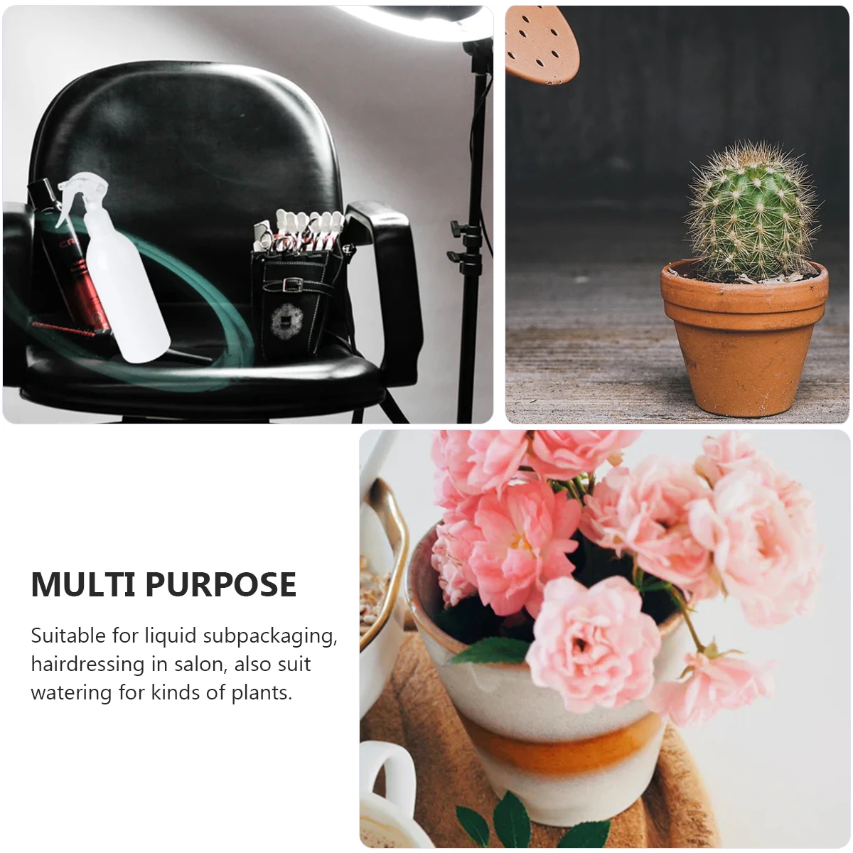 

3pcs 300Ml Plastic Spray Transparent Mist Watering Bottle For Plants Leakproof Sturdy Trigger Sprayer Storage Container Misting