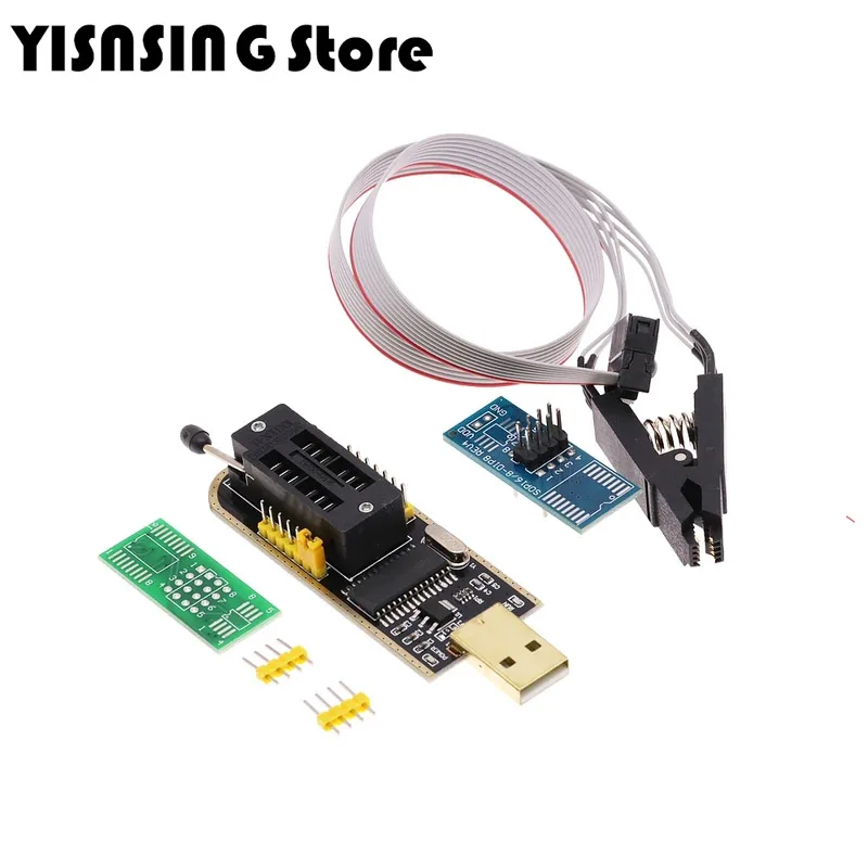 CH341 CH341A USB programmer with SOP8 SOP8 SOP Test Clip IC socket programer support many 24/25XX SPI flash EEPROM chip