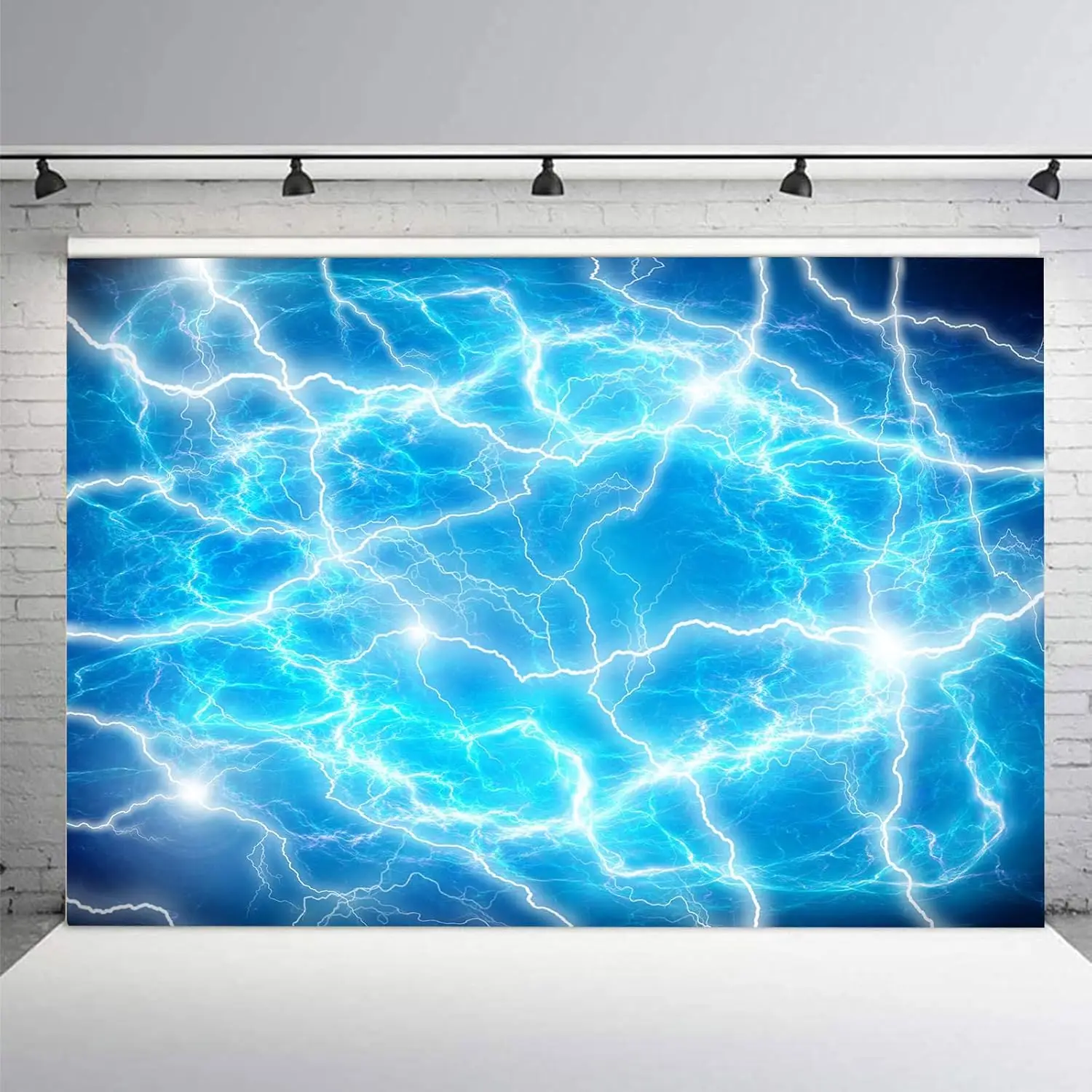 Lightning Photography Backdrop Blue Sky Flash Light Natural Phenomenon Starry Background Boy Birthday Party Banner Photo Studio