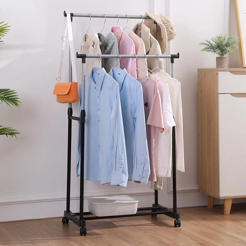 Simple Storage and Clothes Drying Rack, Balcony Clothes Drying Rack, Bedroom Floor to Ceiling Clothes Rack