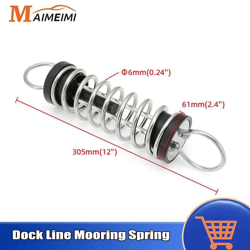 1PC Dock Line Mooring Springs 316 Stainless Steel 6mmx305mm Shock Absorbing Boat Mooring Springs Marine Parts Marine Hardware