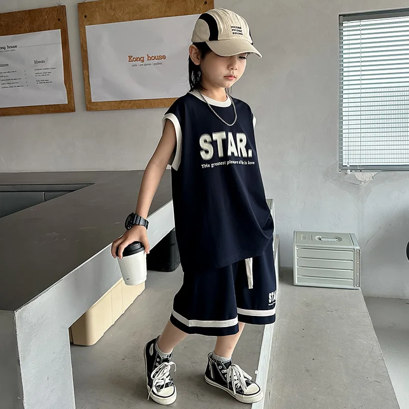 

5 6 8 10 12 14 Years Summer Boys Basketball Jerseys New Fashion Vest + Shorts 2Pcs Boys Clothing Sets Teenagers Kids Clothes