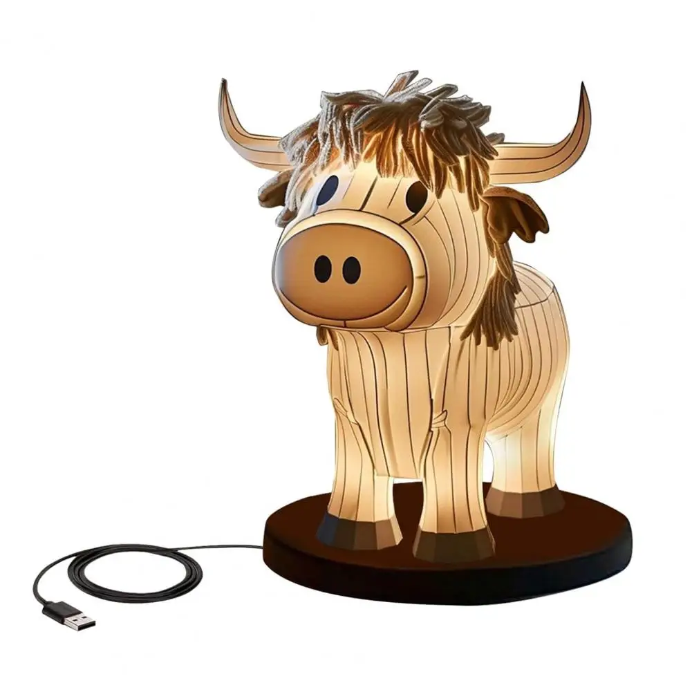 

Children Night Light Vintage Cow Table Lamp Usb-operated Night Light for Room Bedroom Desk Birthday Gift Retro