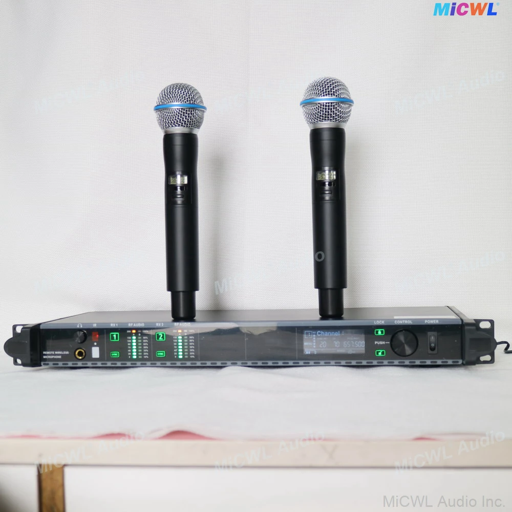 Professional AD4D 200 Channel Cardioid Handheld Digital Wireless Microphone System 2 Beta58 KSM9 Headset Lavalier Stage Karaoke