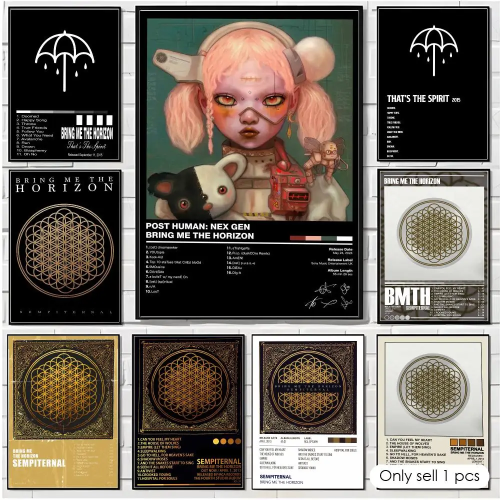 Band B-Bring Me The Horizon Poster Trendy Aesthetic Wall Art high-end Bedroom Home Cafe library Decor