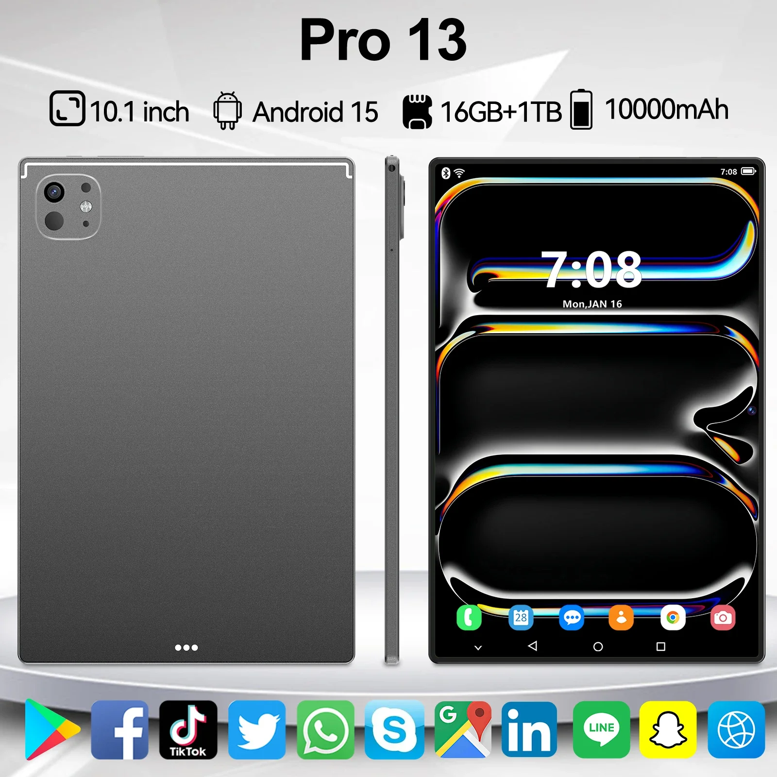 Global Version Original  Pad Pro 13 Tablet 22G+2T 10.1inch HD 4K Android 15 10000mAh 5G Dual SIM Phone Call WiFi GPS Tablet