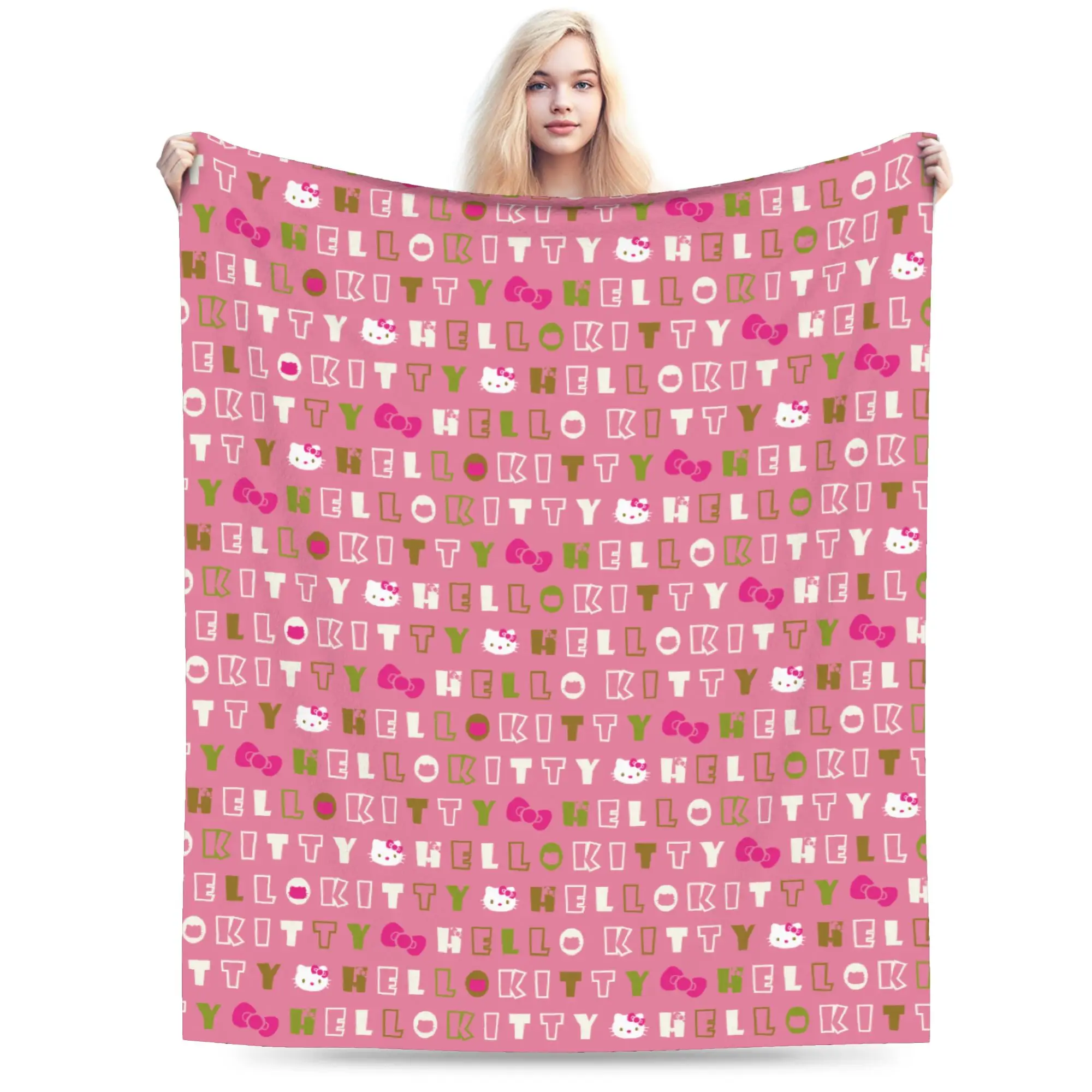 

Одеяла с рисунком кота Hello Kitty, флисовое весенне-осеннее многофункциональное ультрамягкое одеяло для кровати, автомобильного коврика