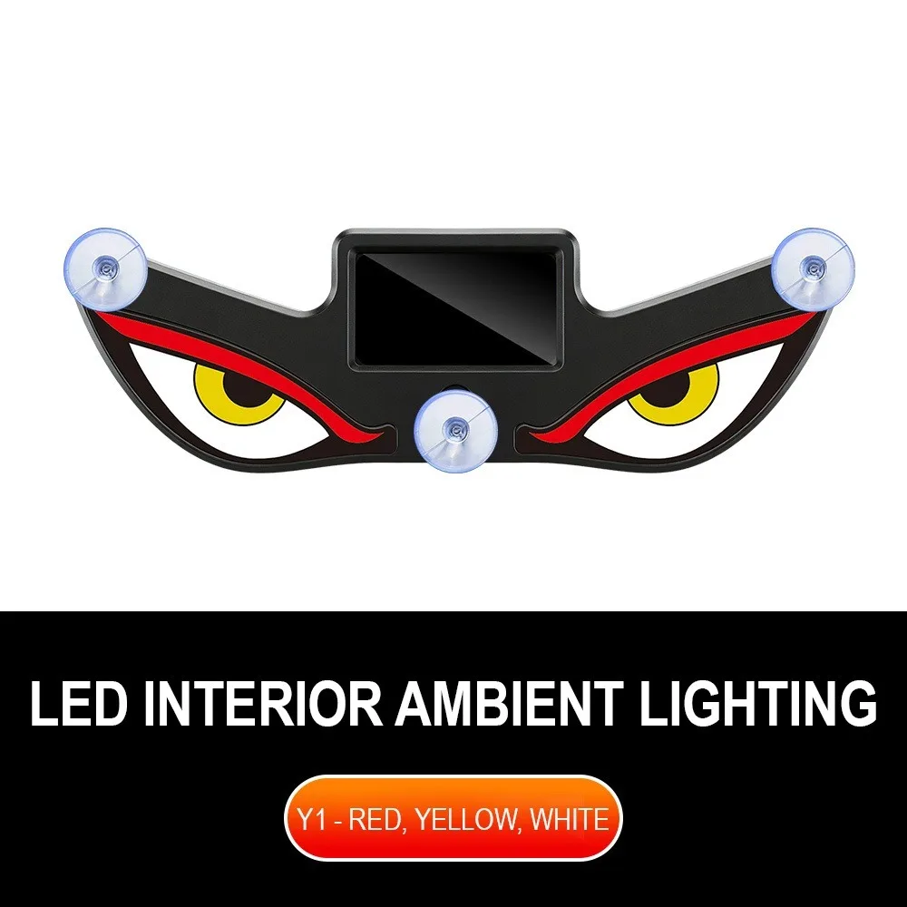 Solar Powered Car Neon Light Wireless Cool DEMON EYE Led Ambient Light Suction Cup USB Rechargeable Atmosphere Breathing Lamp