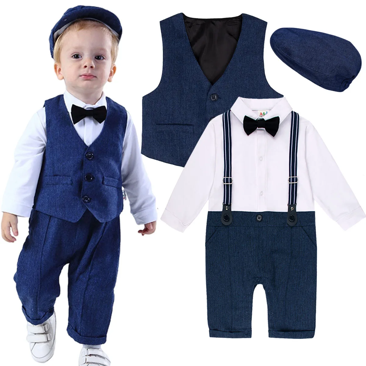 Baby Boy wedding Outfit Set Newborn Christening Easter Church Romper Infant Baptism Gentleman Suit  Autumn Winter Formal Clothes