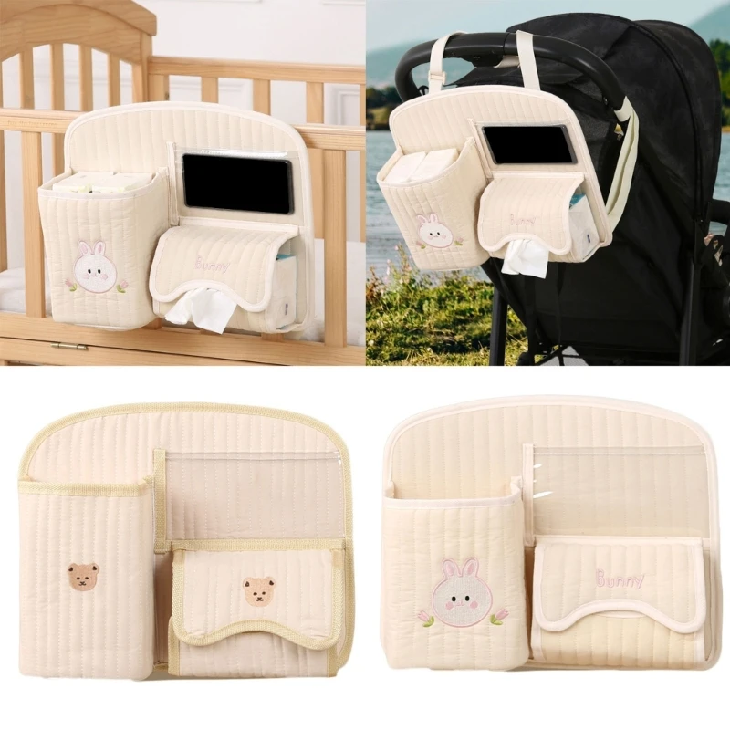 New Korean Cartoon Bear Baby Bed Hanging Storage Bag Portable Newborn Bed Headboard Toy Organizer Baby Crib Stroller Diaper Bag