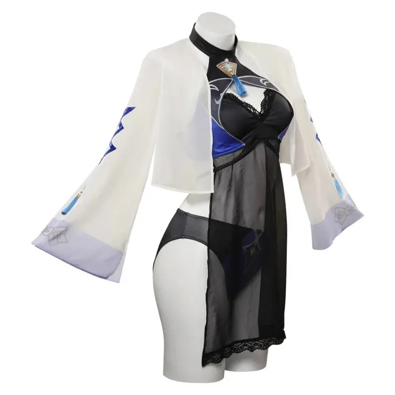 2025 새로운 Genshin Impact Yelan 수영복 코스프레 의상 여자 여자 섹시한 비키니 수영복 드레스 망토 의상 할로윈 Carn ☆ ★ 이에 ☆ ★