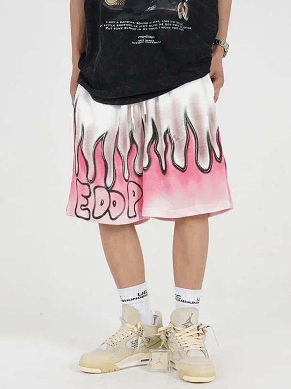 

Повседневные мужские брюки свободного кроя в стиле хип-хоп, дышащие удобные прямые брюки со средней талией, окрашенные с рисунком adient, летняя одежда