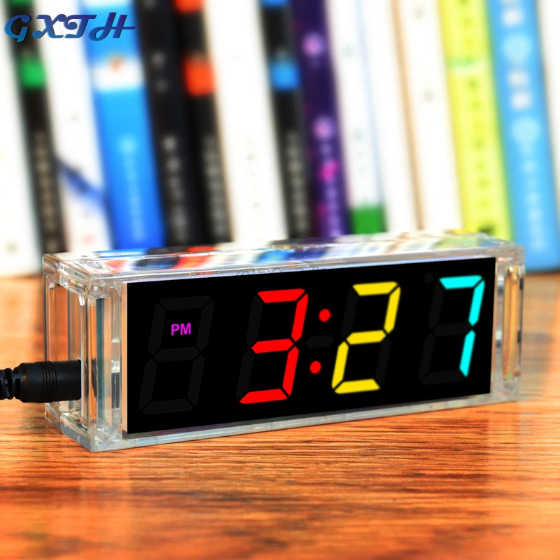 Diy Electronic Clock Colorful Digital Clock Kit Time Temperature Date Display Alarm Digital Tube Color Electronic Watch Welding