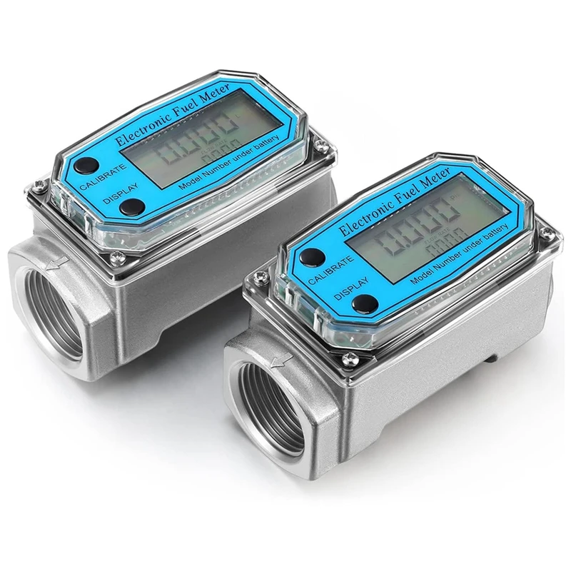 

2Pcs 1 Inch Digital Turbine Flow Meter Gas Oil Fuel Flow Meter Water Flow Meter For Measure Gasoline