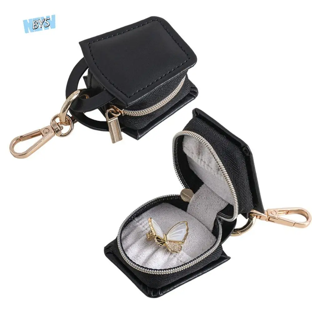 

Mini Jewelry Bag Keychain Pendant Holder Necklace Bracelet Earrings Ring Packing Box PU Leather Organizer Jewelry Storage Case