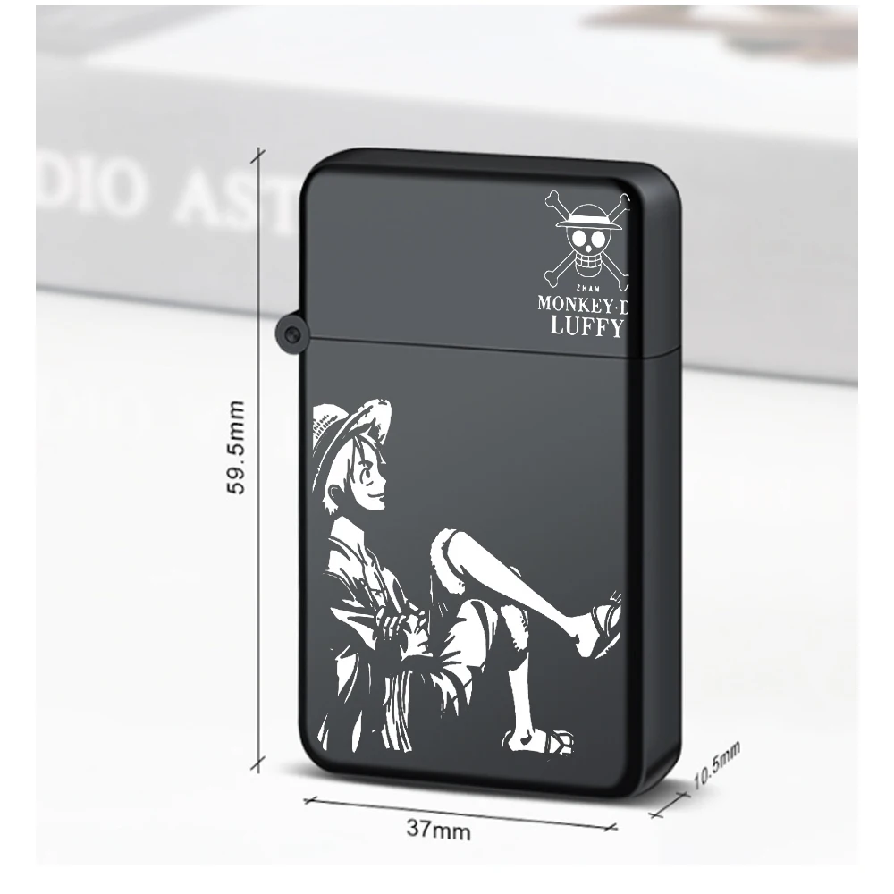 MINISO Anime Torch Metalen Sigarettenaansteker Een Stuk Rode Vlam Winddicht Compact Butaan Turbo Jet Gas Aanstekers Gift