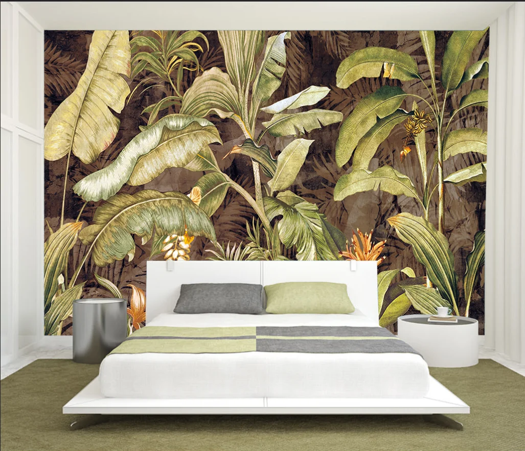 

Custom size mural Tropical plant leaf mural banana leaf decorative painting Home decoration living room bedroom 3d wallpaper