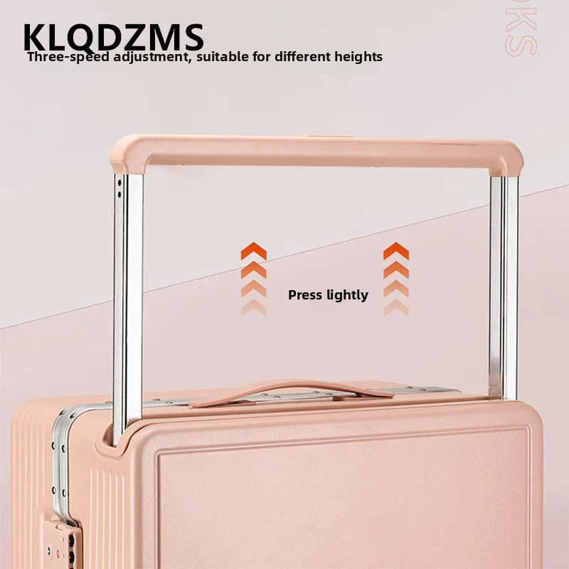KLQDZMS ABS+PC Suitcase Aluminum Frame Boarding Box Large Capacity Trolley Case 20