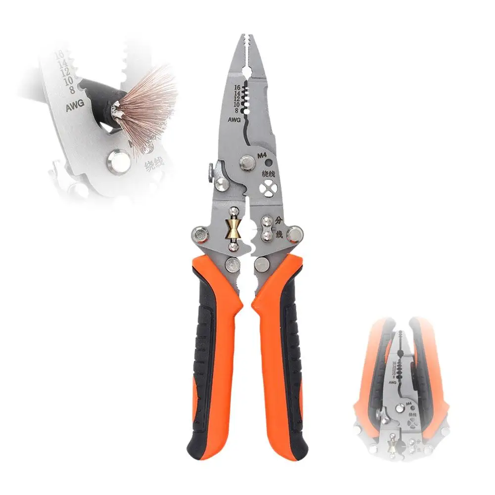 12 In 1 Multifunctional Wire Stripper Crimper Cable Cutter Pliers, Upgraded Foldable Electrical Wire Stripping Tool For Cut Q6G9