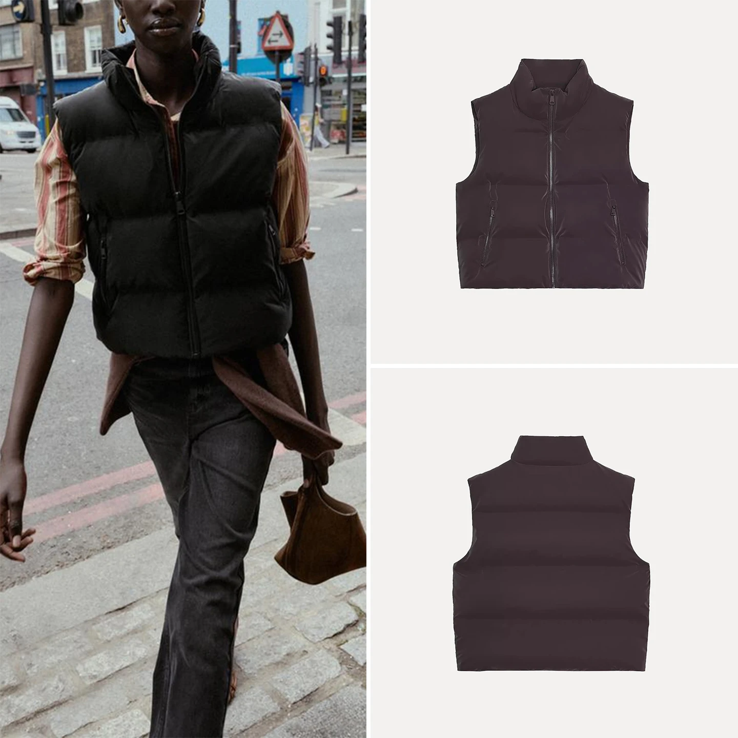 

Осень 2023, новый женский модный дышащий хлопковый жилет без насадок, цвет на молнии, для поездок на работу, обычная длина