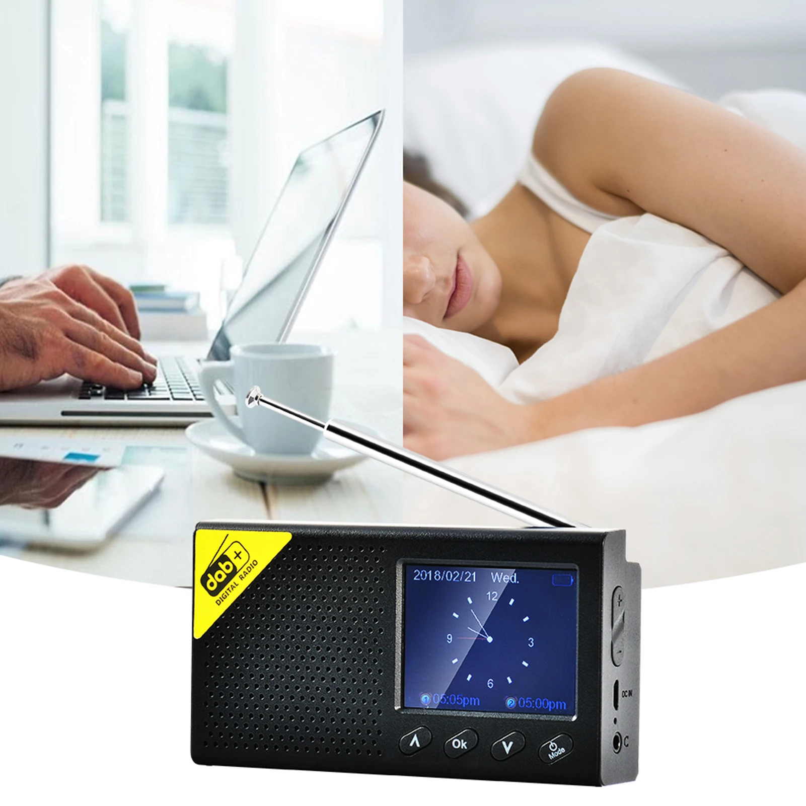 Digital DAB & FM Radio with BT, Portable Digital Radio Rechargeable Wireless DAB+FM Receiver with Stereo Speaker Sound System