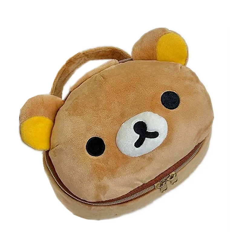 New Cute Rilakkuma Korilakkuma Bear Girls Big Plush Stuffed Cosmetic Bags Cases Makeup Bag Handbag For Women