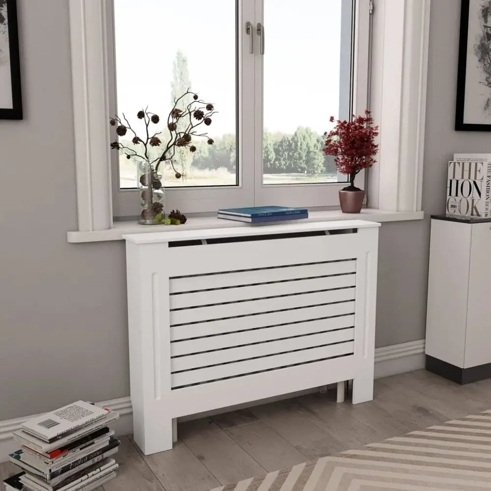 White MDF Radiator Cover, Heater Cover Cabinet Shelf Household Appliance Heating Accessories Home Improvement Furniture