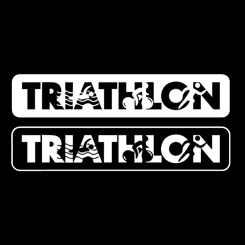 Car Stickers Triathlon Swimming, Cycling, Running, Creative PVC Decals, Car Body Decoration Stickers, Black/white,18cm*8cm