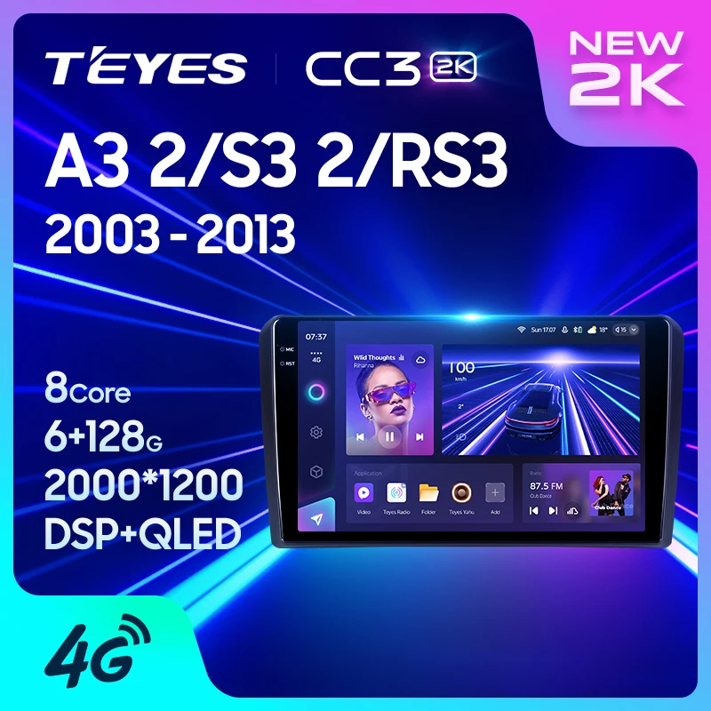 2003-2013년 모델을 위한 TEYES CC3 2K 멀티미디어 플레이어 실사 리뷰: 오디오 A3, S3, RS3 전용