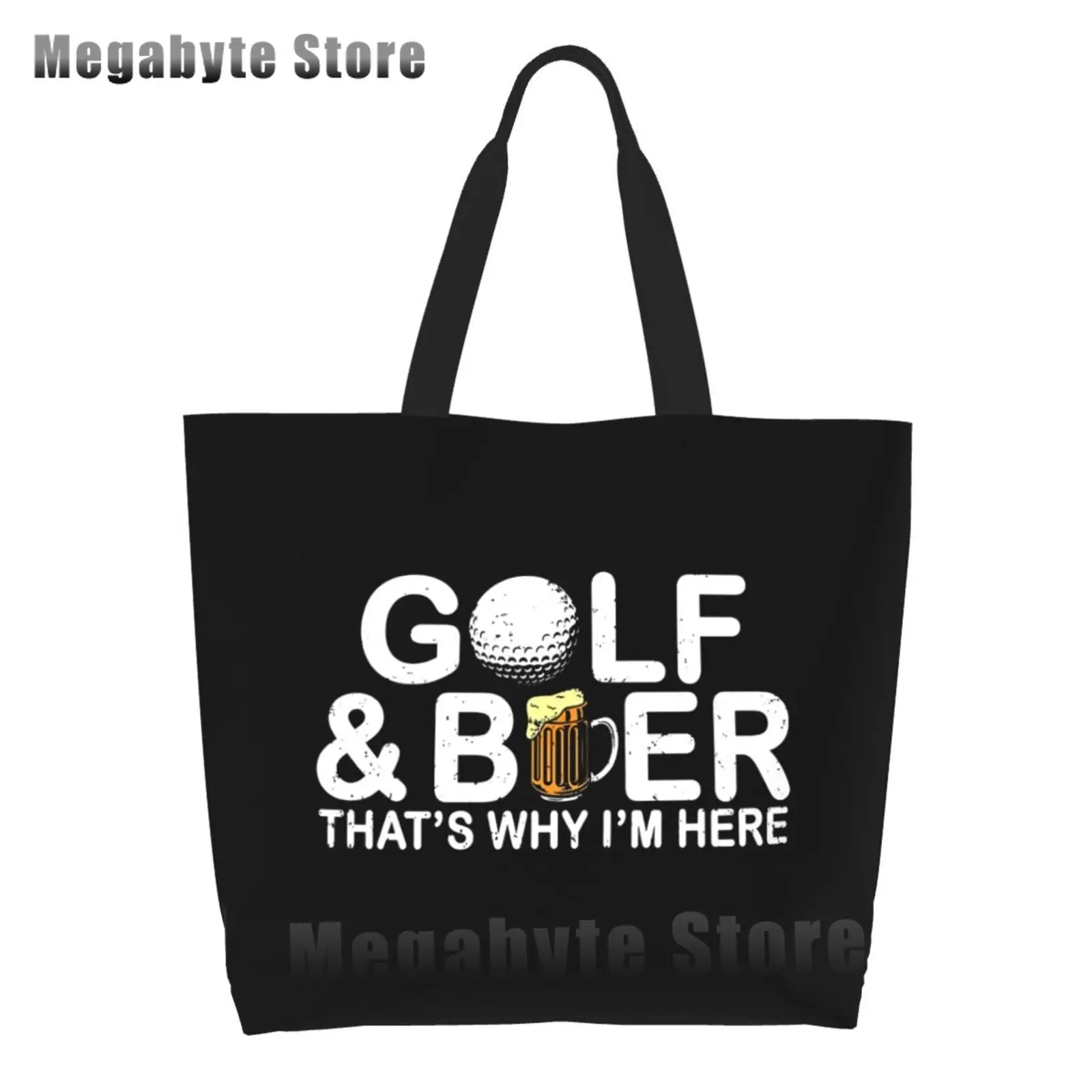 Golf and Beer Tote Bag Sports Golfing Golfer Large Women Casual Shoulder Bag Handbag Reusable Shopping Grocery Bag for Outdoors