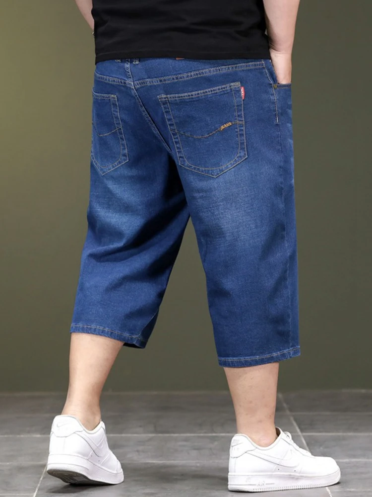 Summer new plus size casual jeans 38-48 fashion men's 7-point straight simple zipper joker jeans