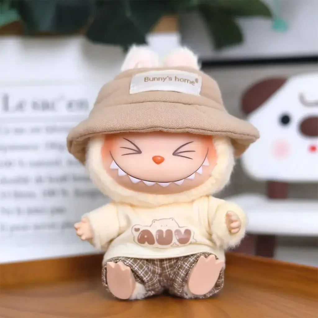 

17cm Mini Plush Doll'S Clothes Outfit Accessories For Korea Kpop Exo Labubu Idol hat T-shirt pants set Clothing Gift