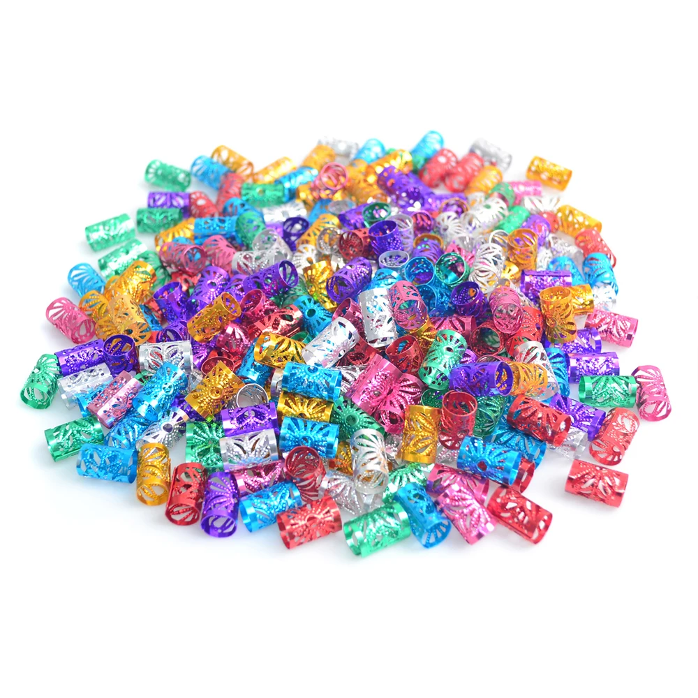 Mixed Color Silver Golden Plated Hair Ring Braid Dreadlocks Adjustable Metal Tube Lock Dread Beads Accessories for Hair Styling
